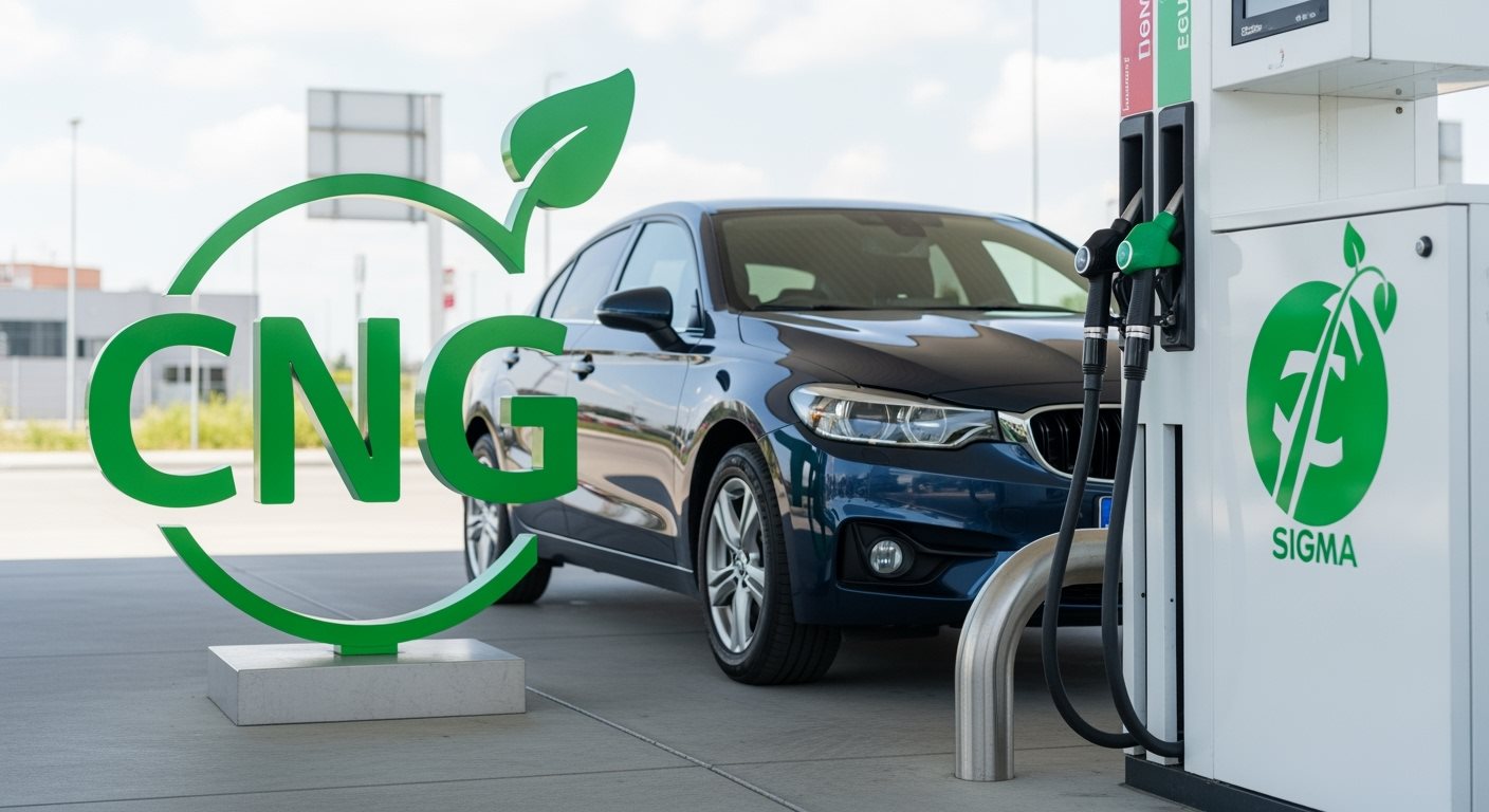 Auto s pohonom na CNG pri čerpacej stanici