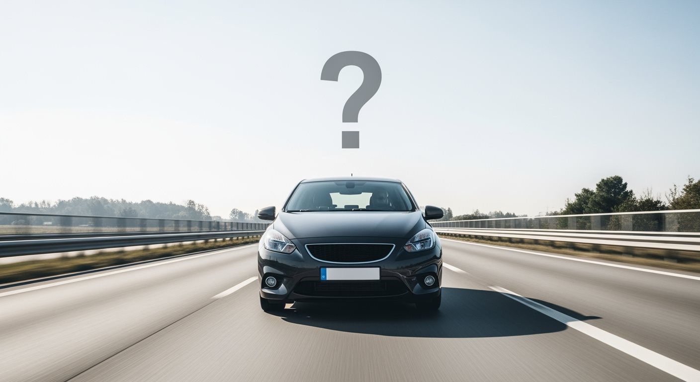 Auto na diaľnici s otáznikom