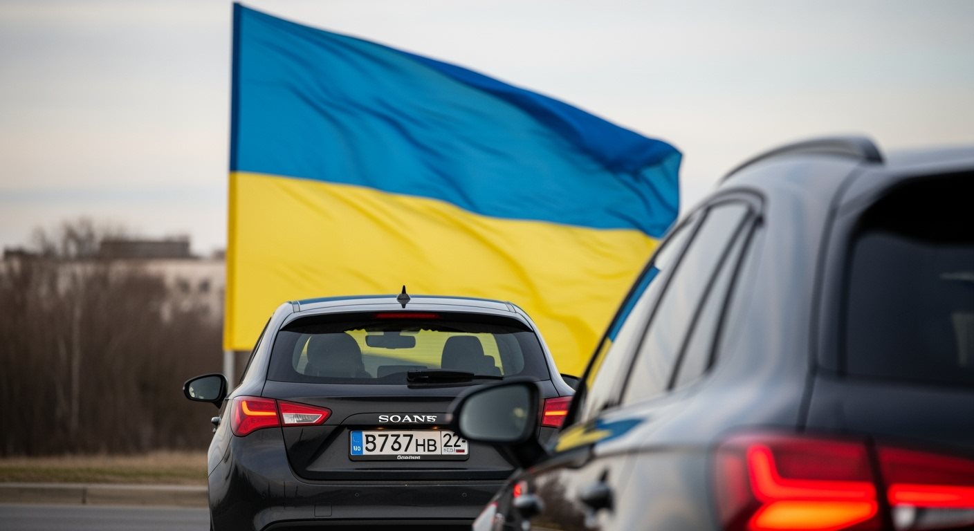 Auto s ukrajinskou vlajkou