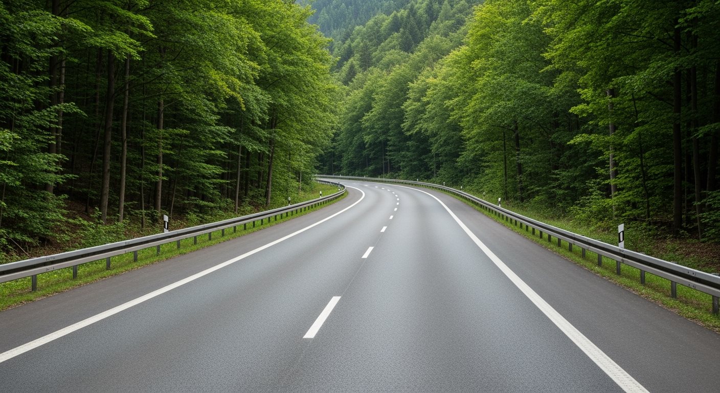 Diaľnica obklopená zeleňou ako symbol ekológie v doprave