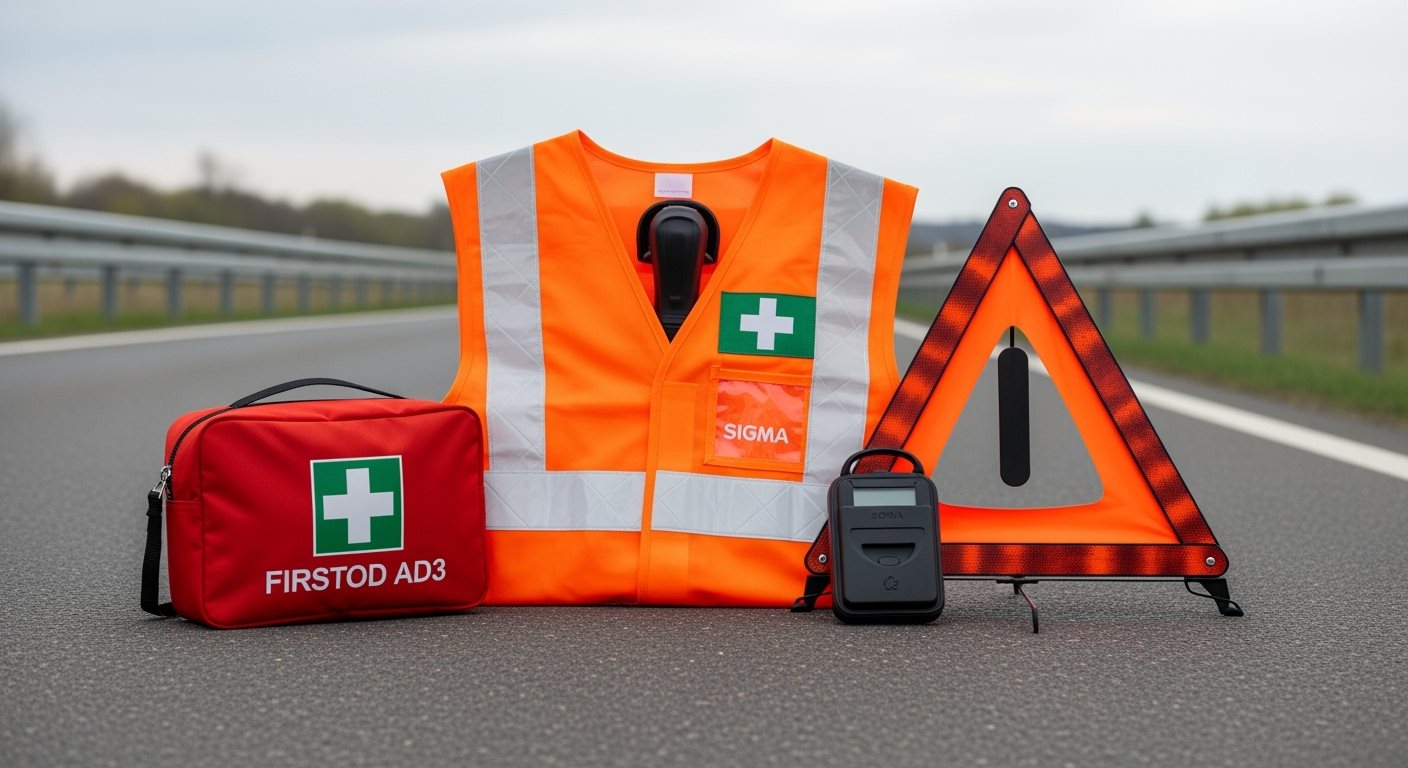 Povinná výbava vozidla: lekárnička, vesta a trojuholník